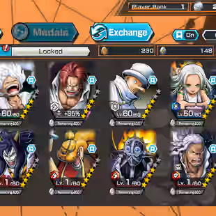 Gear 5 Luffy-Ex Shanks V2 -Ex S-Snake-3 Top Ex  [iOS ONLY] 4900-5000 Gems 700 Gold Fragments[Fast Delivery] - Image 1