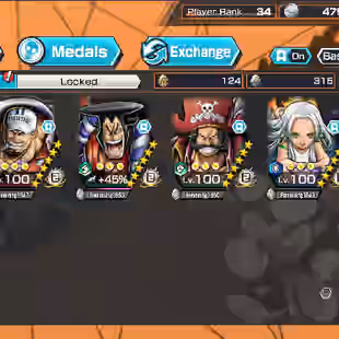 IOS-Android-7 Ex(S-Snake-Roger V1-Zoro-Luffy-Akainu-Black Beard-Oden)-S-Hawk-Karasu-Ben-Support 149%-Good Medal-BR152 - Image 1