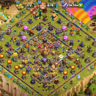 [TH16 MAX] 242 XP|| HEROES [BK60 AQ90 GW46 RC40] 6 Builders|9 Pets 7 Fire Lvl Siege Machines|| Golden wall (CO 89) - Image 1