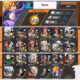 AL1-Hyber 73+14 Ex(Snake+Lucci+Shank v4+Gear 5+Roger+Kid Law+Roger v2+Shank V3+Zoro..)+Vip Support+Medal+Bounty Festival - Image 1