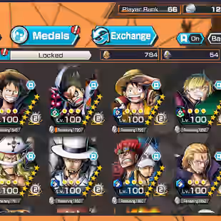 Hyber Boost 72+11 Ex Max(Lucci+Gear 5+Roger+White Beard+Shank Red+Kid Law+Big Mom+Luffy)+SUP 164%+Vip Medal+Many BF Max - Image 1
