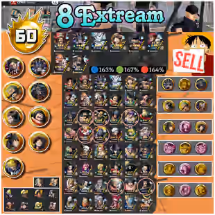 RZ1-Hyber 60+8 Ex(Roger v1+Yamato Ace+Kaido V3+Kaido V2+Zoro+Kid Law+Luffy+Yamato V2)+Vip Medal+Support167%+Manay BF Max - Image 1