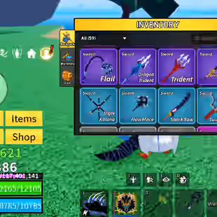 Lv 2386 | Shark Race | Dark Blade | Bisento | Rengoku | Kabucha | Venom Bow | Permanent Fruits: Dough, Spirit, Venom, Qu - Image 1