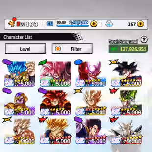 D732-Good Account-12 UL(SS Goku+Majin+Cell+Goku Uis+Gogeta+Rose+SS4 Gogeta+Frieza)+32 Legends+Good Equipment+Good Team - Image 1