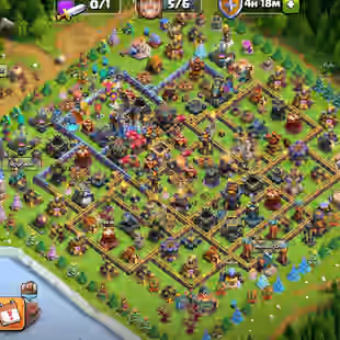 th18 good lab account || hero 97 100 75 52 || good epics  4 side tree decorations|| 5k plus gems have||War Arena scenery - Image 1