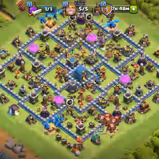 TH 12 FULL MAX ACCOUNT | XP 129 | 65-65-40-40 | 1.7K GEMS | SKINS | NAME CHANGE AVAILABLE | FULL ACCESS AND INSTANT DELI - Image 1