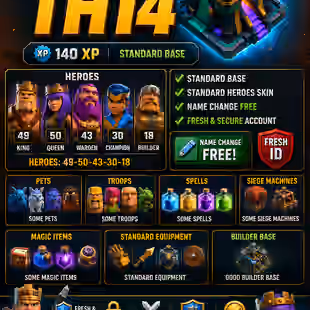 [ Standard TH 14 ] ( 140 XP ) | 49-50-43-30-18 Heroes | Standard Heroes Skin | Name Change Free | Fresh and Secure - Image 1