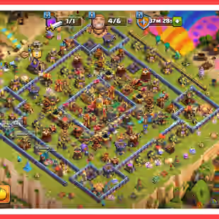 60 HERO SKINS | PAINTER SCENERY | TH 16 NEAR MAX | 95-95-70-70-45-2 HEROES | 10 EPIC EQUIPMENTS | 4.5K GEMS  - Image 1