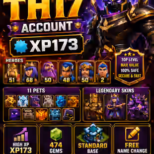  BEST TH17 ACCOUNT | XP173 | Heroes 51-68-50-48-50-2 | 11 Pets | Legendary Skins | Free Name Change  - Image 1