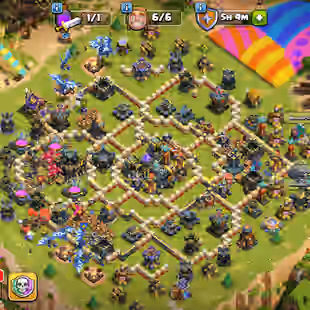 🔥TH 17 ALMOST MAX🔥XP 267-[ 5 EPIC EQUIPMENT MAX HT 26 FF 26-HERO MAX-WAR ARENA LEAGUE KING AND WARDEN SKINS-DEFENSE MX - Image 1