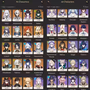 All platform - EU - AR60 - 77 Character 26 5'Star - 18 Weapon 5'Star - Columbina - Nefer - Lauma - Furina C2 -  code1656 - Image 1