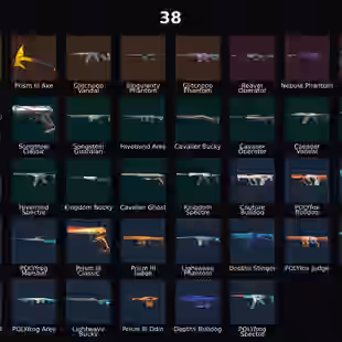 AP - LVL 19 - Unranked - 1 Knife - 38 Skins (16,100 VP) Elderflame Vandal, Prism III Axe, Glitchpop Vandal, Singularity - Image 1