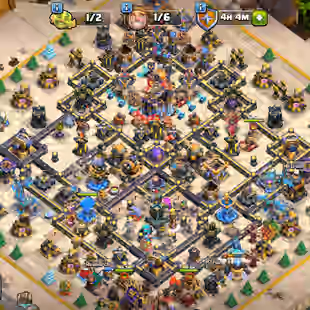 🔥TH 18 ALMOST MAX🔥XP 230-HERO 100-105-71-80-55-ALMOST 8 EPIC EQUIPMENT MAX-452 MEDALS-WALLS DEFENSE HIGH-BEST DEAL - Image 1