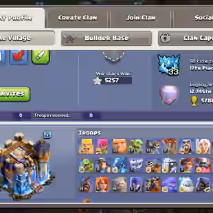 RARE- 5.3K-WS/32K LEGED TROPHY | TH18 CLOSE MAX | 279-XP | GG-MX!SB-MX!FB-MX!RS-MX!EB-MX | HERO-105-105-95-80-55-18 |  - Image 1