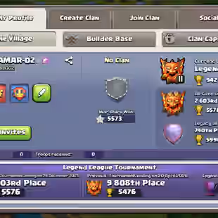 🔥42000-CUPS LEGEND🔥GLOBAL RANK-740! WAR STAR-5550! LEGEND RANK! TH18 ALMOST MAX! MAX EPIC 10X ALL EQUIPMENT! 264-XP - Image 1
