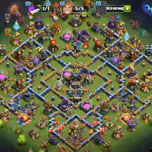 TH 17 || SEMI MAX || HERO HIGH || SKIN 7 || CHANGE NAME ON || GEMS 1.1K || 2 SCENARY || NICE TROOPS - Image 1
