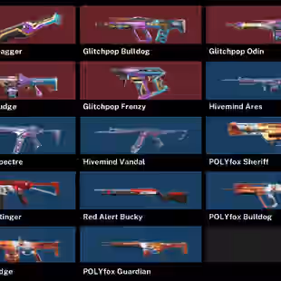 EU - LVL 1 - Unranked - 1 Knife - 14 Skins (13,050 VP) Glitchpop Dagger, Glitchpop Bulldog, Hivemind Vandal - Image 1