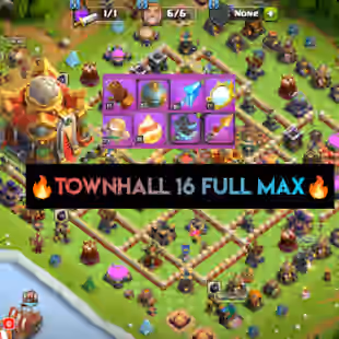 🔥[ PREMIUM TH16 MAX ]-RENAM💎 MAXED [8x EPIC EQUIPMENT ] || HEROS MAXED-95-95-76-70-45 || HEROS SKIN || FULL SAFE ACC - Image 1