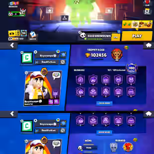 102k TROPHIES 🌟 FURIOUS FANG 🌟 83 MAX POWER BRAWLER | 101 BRAWLER UNLOCK | 74 HYPERCHARGE | 443 SKINS | INSTANT  - Image 2