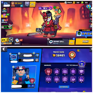  523 GEMS | 101/101 BR | 58.4K TROPHY | 54 MAX [ 49 HYPERCHARGED ] | 15 BUFFIES | 56 TITLES | 308 SKINS  - Image 1