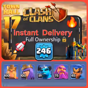 💥TH 17 | LV 246  | King100  Queen100 Minion81 Warden75 Champ45 | Instant Delivery | 📸Matches Pictures - Image 1