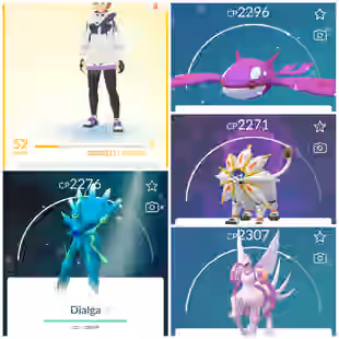Lvl 50 [Shiny Dialga Origin] | 46 Legendary | Palkia | Solgaleo | Lunala | Kyogre | Groudon | Lugia | Instinct | 938 - Image 1