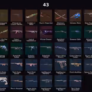 AP - LVL 57 - Unranked - 7 Knifes - 43 Skins (32,175 VP) Elderflame Vandal, 5 Years Knife, Storm Maw Axe, Onimaru Kunit - Image 1