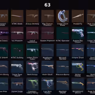 AP - LVL 285 - Unranked - 3 Knifes - 63 Skins (36,225 VP) Mystbloom Phantom, Kuronami Vandal, Neo Frontier Phantom, Iri - Image 1