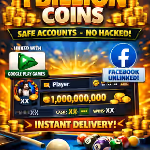 1B Coins | Random Stats | 1 Billion 8 Ball Pool Coins | Random Cash Level | Gmail Login | FB Unlinked  - Image 1