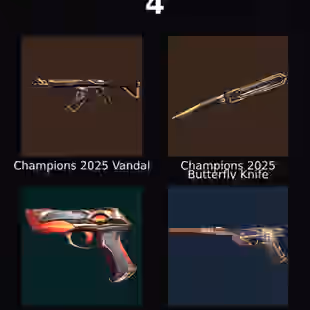 EU - LVL 61 - Unranked - 1 Knife - 4 Skins (8,025 VP) Champions 2025 Vandal, Champions 2025 Butterfly Knife - Image 1