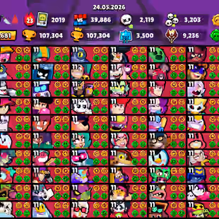 Master Rank💎Trophy 107K💎All 102x Brawler Max [] 102 Prestige [] Hoot Hoot Shelly Skin [] 56K Billing-19K Coin [] Best - Image 1