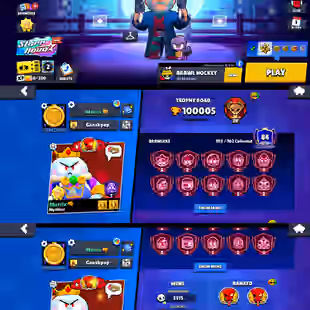 100k TROPHIES | RAREST OLD SKINS | 42 MAX POWER BRAWLER | 102 BRAWLER UNLOCK | 35 HYPERCHARGE | 351 SKIN | INSTANT  - Image 1