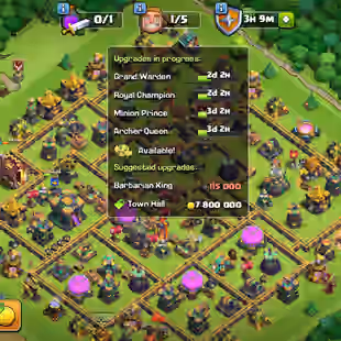|Xp207 Th14 Almost max account|Royel champion max| Wall max | 6Epic equipment|Name change Available|Cwl medel 301| - Image 1