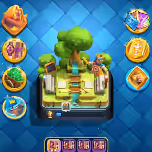 9K GEMS [] ARENA 20 [] TROPHY:7550 [] EMOTES:54 [] XP:40 [] CARDS:119 - Image 1