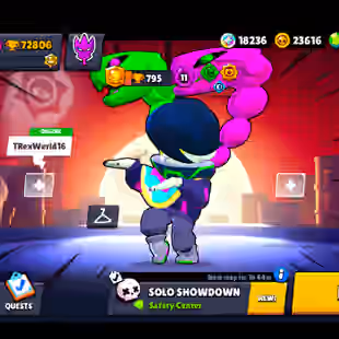 390 SKINS | 72.800 TROPHIES | 101 BRAWLERS | 69 HYPERCHARGE | 71 MAX | 24 PRESTIGE | 26 BUFFIES - Image 1