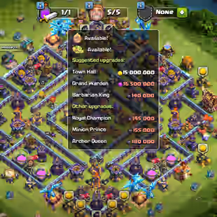 🔥21K GEMS!1500 MEDALS!XP 186🔥TH 15 ALMOST MAX!HERO:72-80-61-62-30!NC YES!FULL OF MAGIC ITEMS!FULL MAX BASE!INSTANT DEL - Image 1