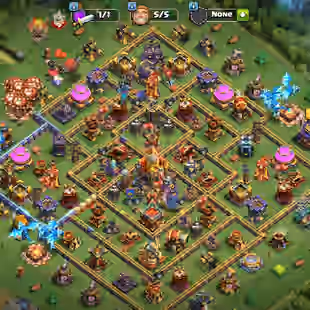 (Maxed Defence) Th-16 | S.ball-F.ball-Boot [20 LvL] | Hero 62-90-45-38-33-9 | Pet 10-10-15-10 | 300 Cwl Medals | Xp-162  - Image 1