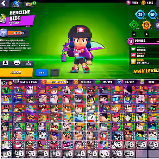 🔥RAREST🔥HEROIN BIBI AND 206 SKINS | 44X MAX BRAWLER | 17X HYPERCHARGE | 39K TROPHY | CHECK PHOTOS | INSTANT DELIVERY | - Image 1