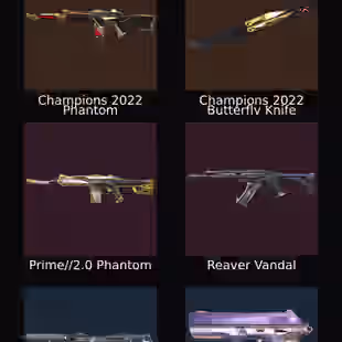 EU - LVL 101 - Unranked - 1 Knife - 6 Skins (11,575 VP) Champions 2022 Phantom, Champions 2022 Butterfly Knife, Reaver - Image 1