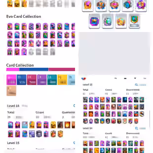 37 Evolutions | 11700 Trophies | KT 16 | 22 Lv16 | 109 Max Cards | 62 Elites | 3 Heroes | 145 Emotes | 19 KT Skins - Image 1