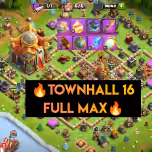 💖[ PREMIUM TH16 MAXED ]-RENAME✅ MAXED [8x EPIC EQUIPMENT ] || HEROS MAXED-95-95-76-70-45 || HEROS SKIN || FULL SAFE ACC - Image 1