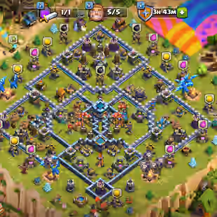 🔥[500 CWL MEDALS-4'600 GEMS]🔥NEW TH-13-1X PAID SCENERY] | HERO-65-65-45-40-14![6EPIC-M.STAFF-G.GAUNTLET MAX]!LOW PRICE - Image 1
