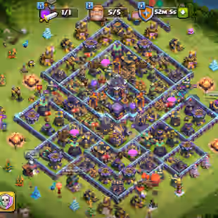 RARE/ STATUS TREE! TH15 MAX BASE! ONLY FEW LEFT! HEROES 74-83-53-53-27-5! DRAGON STATUS! 10X SKIN HERO! OLD OBSTACLES  - Image 2