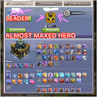 🎯COMBO DEAL TH17 WITH LVL 19 CLAN 💯| TH17 GOOD WAR ACCOUNT WITH EPIC EQUIPMEMT | NAME CHANGE AT 1000 GEMS INSTANT DLVR - Image 1
