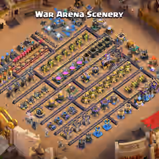♓Rare War Arena/League Warden Skin/1076 Medel♓Th 18 [ 99 Percent Max ] 11 Epic Almost Max Helper Hut-2 MaxD Builder Base - Image 1