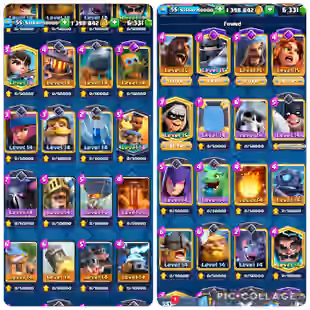 []💥51 CARD 14 LEVEL🔥[] 11200 TROPHY [] 6300 GEMS [] LEVEL 55 [] SEASONAL ARENA 2 [] KING TOWER-15 [] 53 EMOTE [] - Image 1