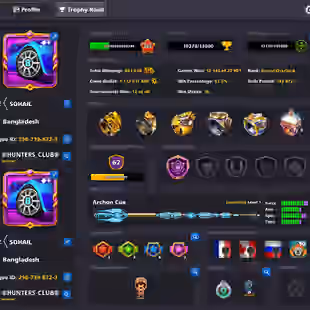 Unlimited Password Change Account | Level 385 | 1.1 Billion Coins | 17 Legendary Cues | Login Miniclip | Status- Alert - Image 1