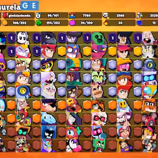 49K Trophies LVL182 | 99/101 Brawlers | 42 Max Brawlers - 34 Hypercharges | 262 Skins | 687 Pins | 373 Icons | 173 Spray - Image 1