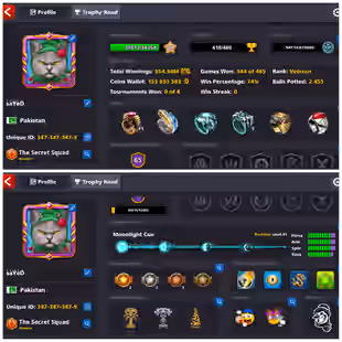 [347-347-347-9] GOLDEN UNIQUE ACCOUNT | VIP Diamond | 10 Cues MAX | 19 Leg Cues | 150M Coins | Level 61 | Fresh Account - Image 1