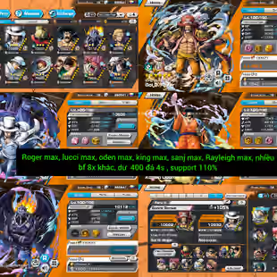IOS-Android-2 Ex Max(Lucci-Roger V1)-Good BF Max(Oden-King-Sanji-Rayleigh-Katakuri)-SP 110-Good Medal-QC55 - Image 1